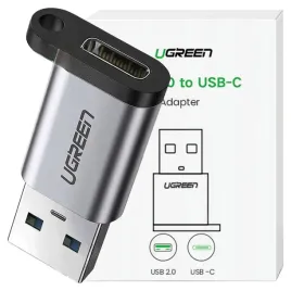Zdjęcie produktu UGREEN ADAPTER PRZEJŚCIÓWKA USB C (ŻEŃSKI) - USB (MĘSKI) USB 5GBS SZARY