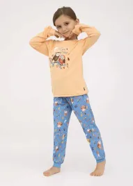 pizama-cornette-dz-kd-977-176-owls-2-98-104-pomaranczowy