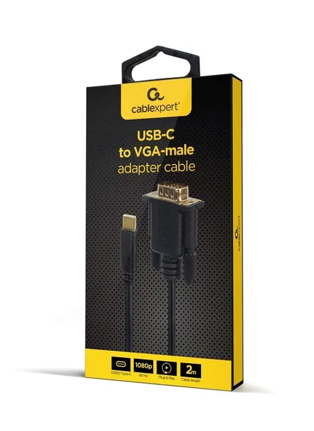gembird-adapter-usb-c-do-vga-m-2-m-czarny-stan-nowy