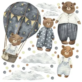 naklejka-na-sciane-misie-balony-chmurki-l