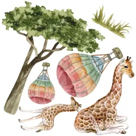 naklejki-na-sciane-sawanna-safari-zyrafy-balony
