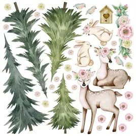 naklejki-na-sciane-las-zwierzatka-sarenka-boho-xl