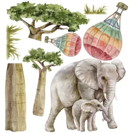 naklejki-na-sciane-sawanna-safari-slonie-balony