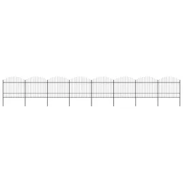 ogrodzenie-ogrodowe-z-wlocznia-stalowe-1426-x-175-cm-czarne
