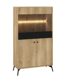 witryna-niska-4-drzwiowa-4d-90-cm-dab-castello-czarny-agnes-ml