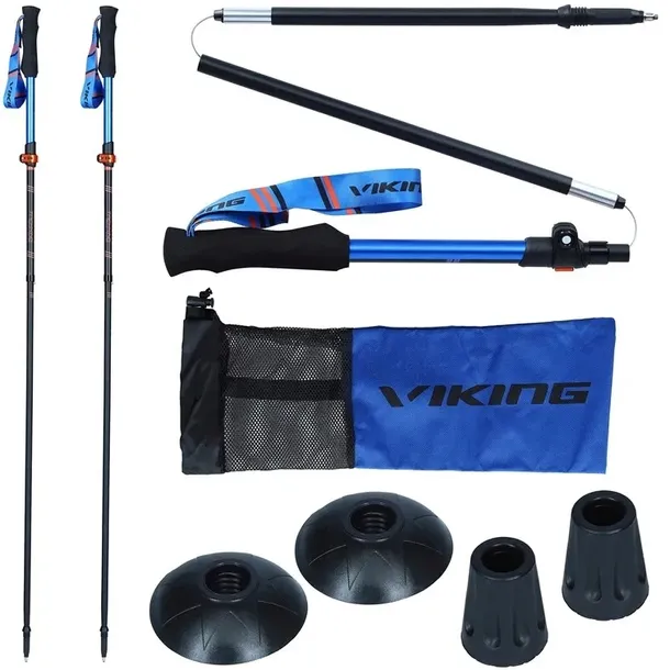 Kije trekkingowe składane VIKING Kettera Pro 115-135cm, czarno-niebieskie