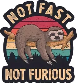 kolorowa-naklejka-na-samochod-smieszny-leniwiec-not-fast-not-furious-13x12