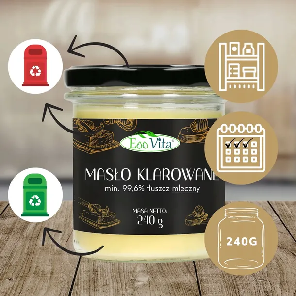 maslo-klarowane-240-g-produkt-nie-zawiera-antyzbrylaczy-barwnikow-cukru-drozdzy-glutenu-gmo-jajek-konserwantow-oleju-palmowego-pestek-pszenicy-soi-tluszczy-trans-utwardzanych