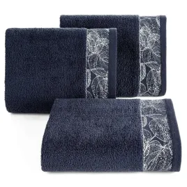 recznik-agis-70x140-granatowy-liscie-frotte-400g-m2-eurofirany