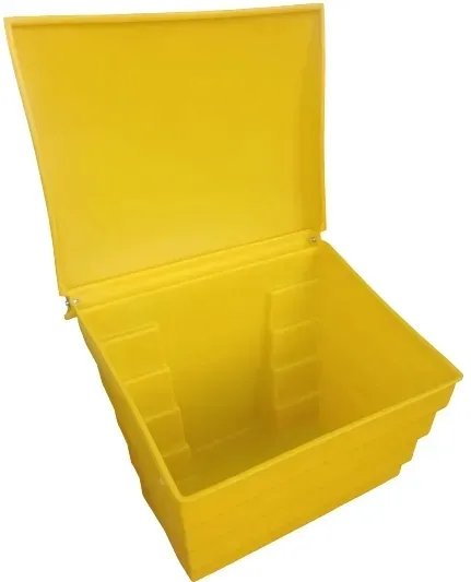 POJEMNIK z klapą na piasek i sól drogową 70L 70 litrów żółty