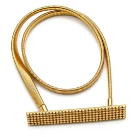 pasek-damski-sprezynka-zloty-prostokat-fakturowany-95cm
