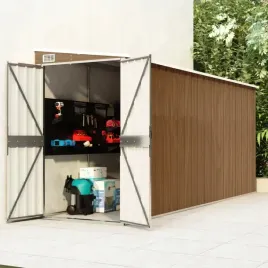 szopa-ogrodowa-mocowana-do-sciany-brazowa-118x382x178-cm