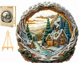 puzzle-drewniane-duze-280-elementow-w-drewnianym-pudelku-zimowy-domek-3d