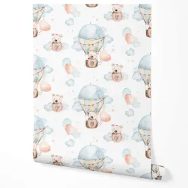 tapeta-na-sciane-dzieciece-balony-chmurki-misie-do-pokoju-dziecka