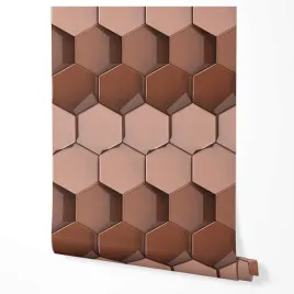 tapeta-na-sciane-geometria-hexagon-brazowe-bezowe-do-biura-salonu-gabinetu