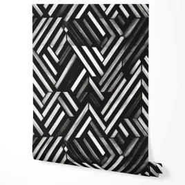 tapeta-na-sciane-geometryczna-jodelka-czarno-biala-salon-sypialnia