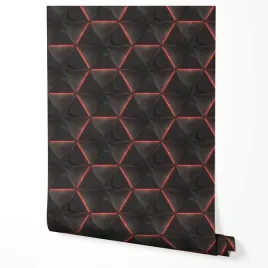 tapeta-na-sciane-geometria-czerwony-hexagon-czarne-tlo-do-biura-salonu