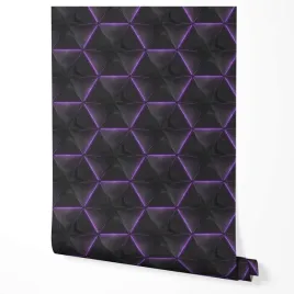 tapeta-na-sciane-geometria-fioletowy-hexagon-czarne-tlo-do-biura-salonu