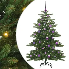 sztuczna-choinka-na-zawiasach-150-cm-z-dekoracyjnymi-lampkami-led-i-metalow