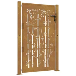 furtka-ogrodowa-105x130-cm-stal-kortenowska-motyw-bambusa