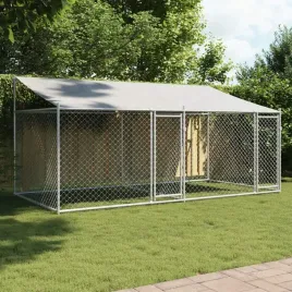 klatka-dla-psa-z-dachem-i-drzwiami-szara-4x2x2-m-stal