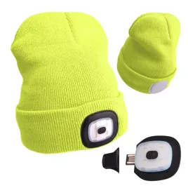 ciepla-czapka-led-fluo-zolta-z-latarka-na-budowe-do-biegania-odblaskowa-bhp