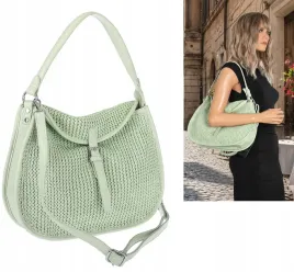 torebka-damska-worek-shopper-pleciona-na-ramie-listonoszka-mc677-zielona