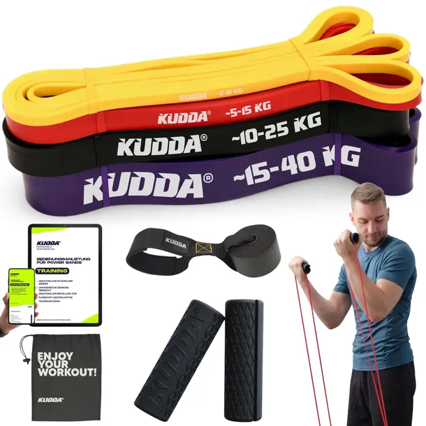 ZESTAW 4 GUMY DO ĆWICZEŃ POWER BAND guma mocna taśma oporowa fitness KUDDA