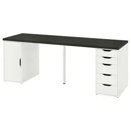 ikea-lagkapten-alex-biurko-czarnybraz-bialy-200x60-cm