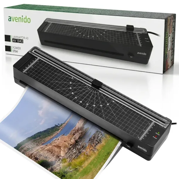 LAMINATOR A3 A4 Laminarka 80-125 mic 320mm 5x Folia Szybka Trymer Czarna
