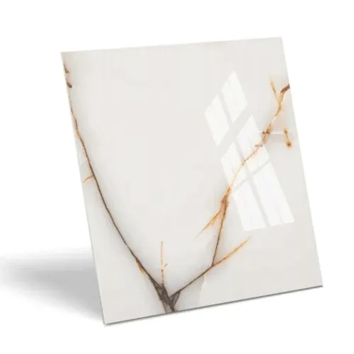 PŁYTKI PODŁOGOWE ŚCIENNE BIAŁY MARMUR ZE ZŁOTĄ ŻYŁĄ ONYX GOLD 60X60 POŁYSK