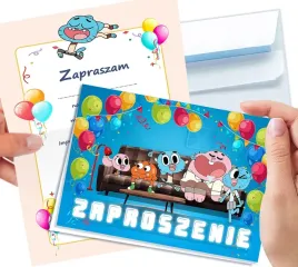 zaproszenie-niesamowity-swiat-gumballa-na-urodziny-dziecka-koperta-gratis