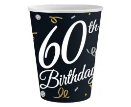kubeczki-papierowe-60-urodziny-czarne-60th-birthday-250-ml-6-szt