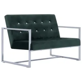 2-osobowa-sofa-z-podlokietnikami-ciemnozielona-chrom-aksamit