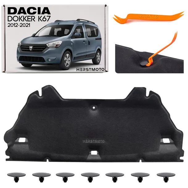 DACIA DOKKER K67 2012-2021 WYGŁUSZENIE MASKI 658405438R + SPINKI