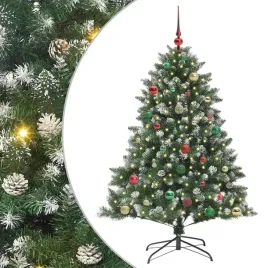 nowoczesna-sztuczna-choinka-led-150-cm-z-dekoracyjnymi-szyszkami-i-bombkami
