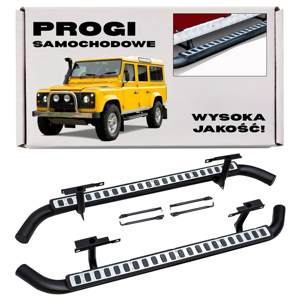 LAND ROVER DEFENDER 110 STOPNIE BOCZNE PROGI RURY STYL SVX SREBRNE