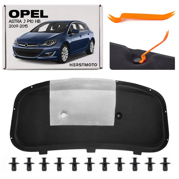 OPEL ASTRA J P10 HATCHBACK 2009-15 WYGŁUSZENIE MASKI + SPINKI 13272647 NOWE