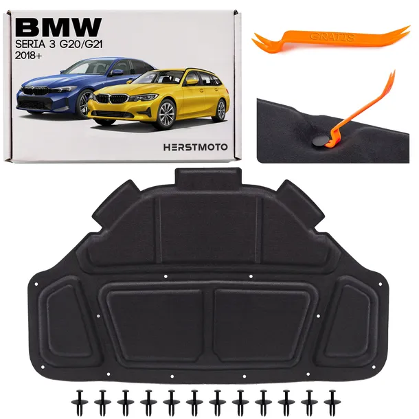 BMW SERIA 3 G20/G21 2018+ WYGŁUSZENIE MASKI NOWE GRUBE 51487434845 + SPINKI
