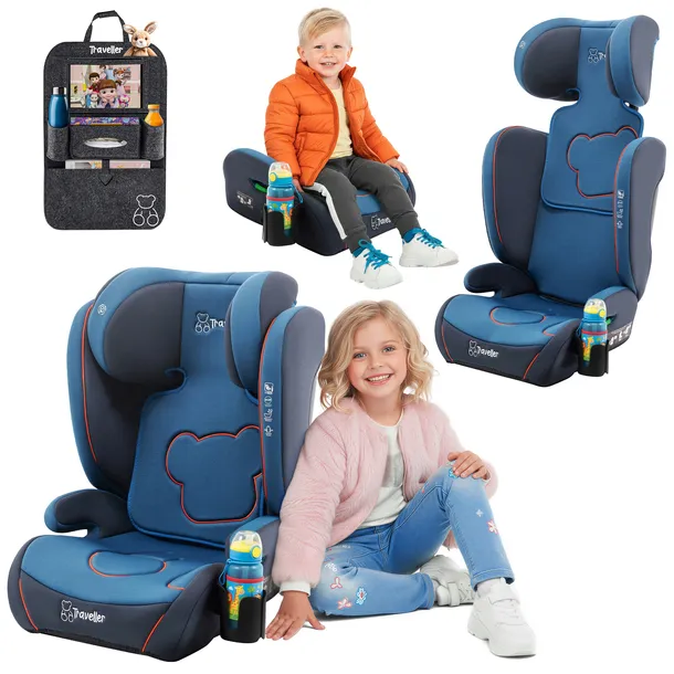 FOTELIK SAMOCHODOWY 2w1 PODSTAWKA 15-36kg DUŻY 100-150cm i-Size +ORGANIZER