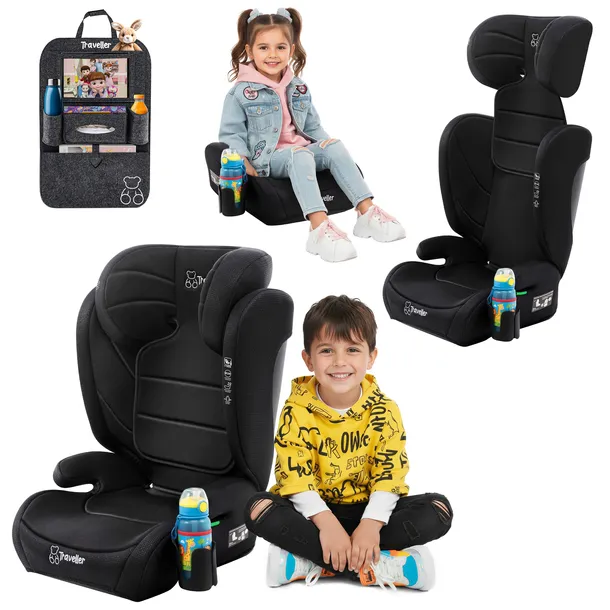 FOTELIK SAMOCHODOWY 2w1 PODSTAWKA 15-36kg DUŻY 100-150cm i-Size +ORGANIZER