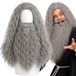 peruka-siwe-wlosy-dluga-broda-maga-czarodzieja-dziadka-halloween-karnawal