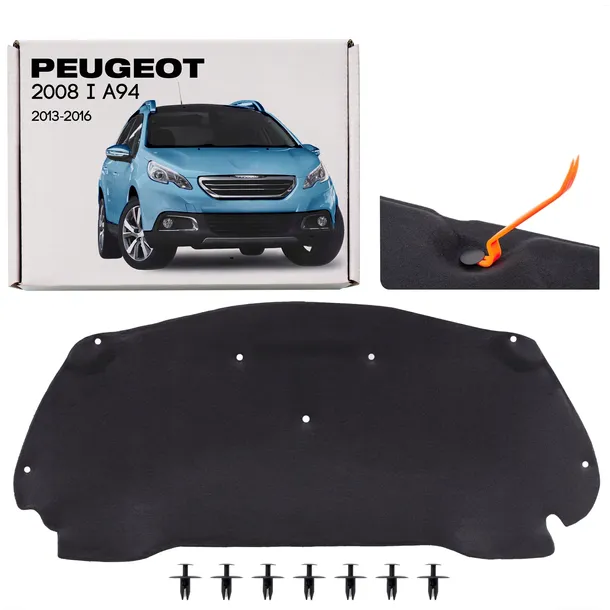 PEUGEOT 2008 I A94 2013-2016 WYGŁUSZENIE MASKI 9805024180 + SPINKI
