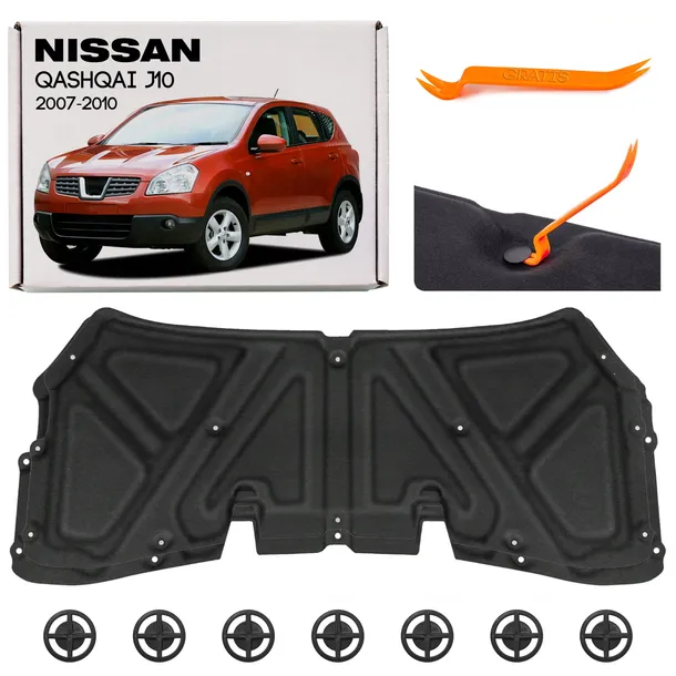 NISSAN QASHQAI I J10 2007-2010 WYGŁUSZENIE MASKI 65840JD000 + SPINKI