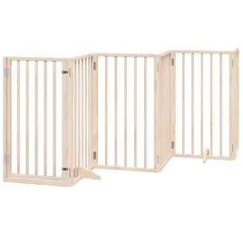 bramka-dla-psa-z-drzwiami-skladana-6-paneli-300-cm-drewno-topolowe