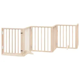 bramka-dla-psa-z-drzwiami-skladana-6-paneli-300-cm-drewno-topolowe
