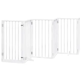 bramka-dla-psa-z-drzwiami-skladana-6-paneli-biala-300-cm-drewno-topolowe