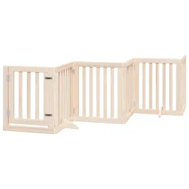 bramka-dla-psa-z-drzwiami-skladana-6-paneli-300-cm-drewno-topolowe