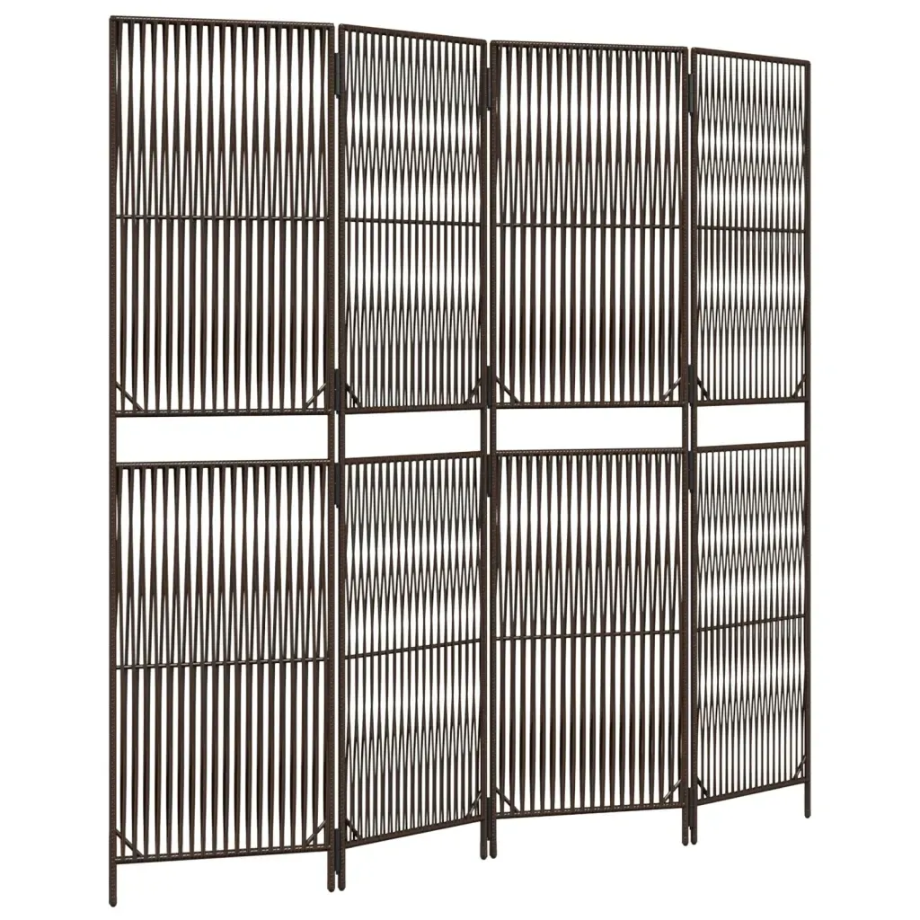 parawan-4-panelowy-brazowy-polirattan