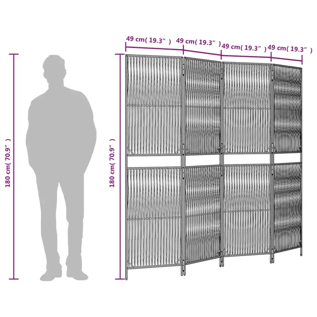 parawan-4-panelowy-brazowy-polirattan-stan-nowy